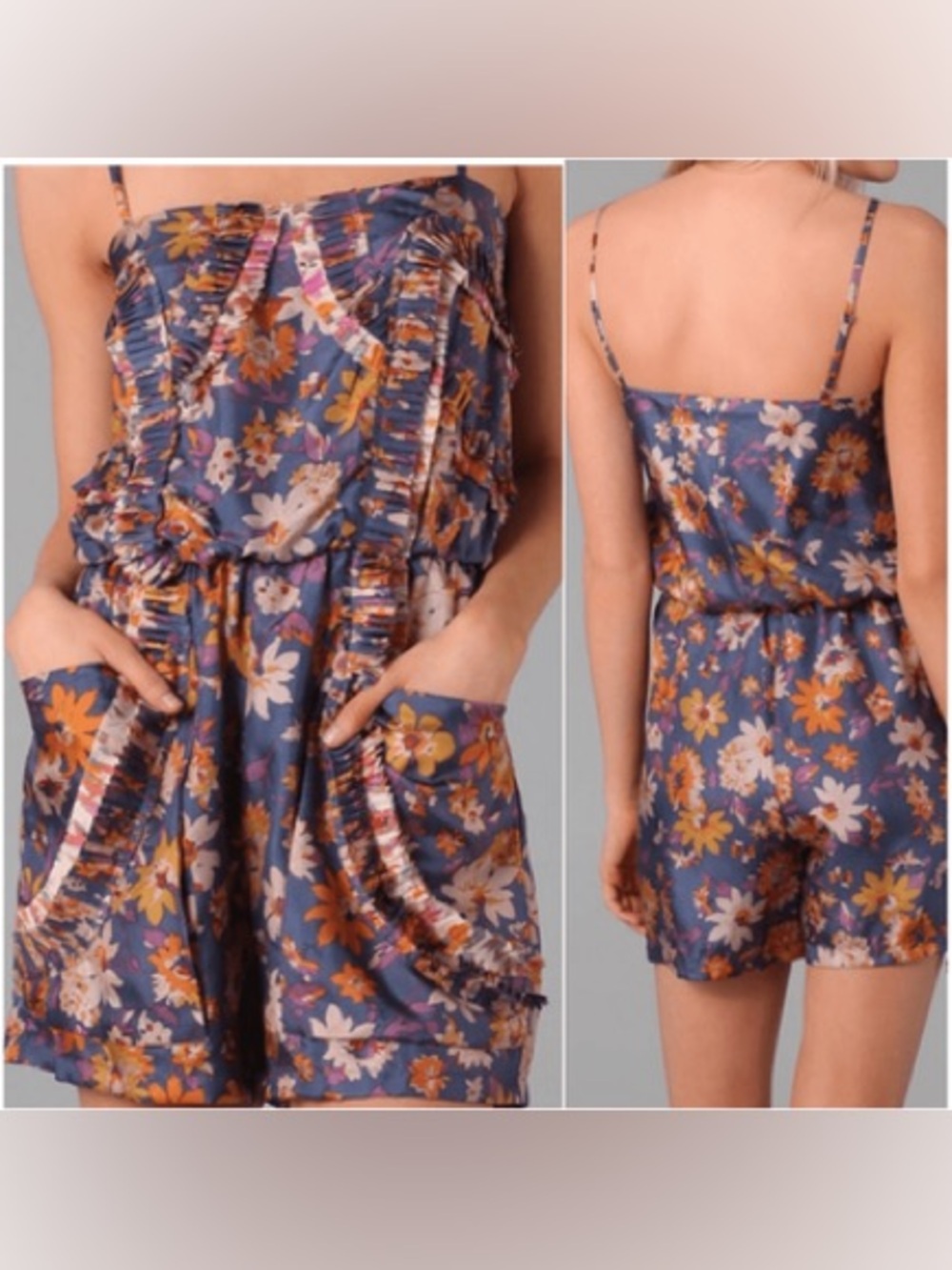 Sachin + Babi Blue Floral Ruffle Romper